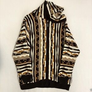 Vtg Bluez 3D Knit Hoodie Sweater Mens 2XL Full Zip Textured Biggie Coogi Style